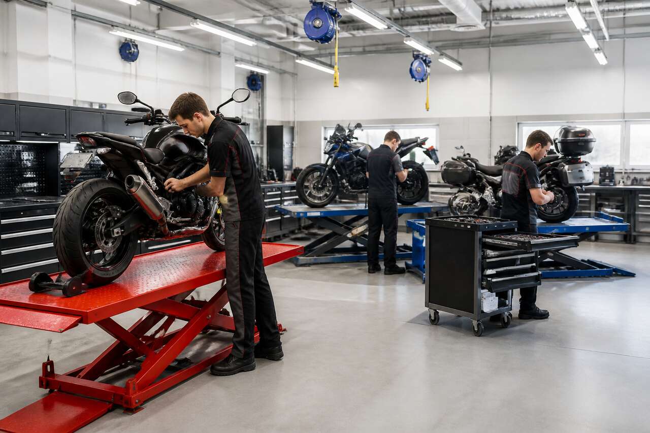 Dispositifs de levage : lève-moto et ponts élévateurs